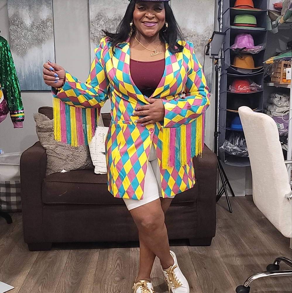 Mardi Gras Print blazer